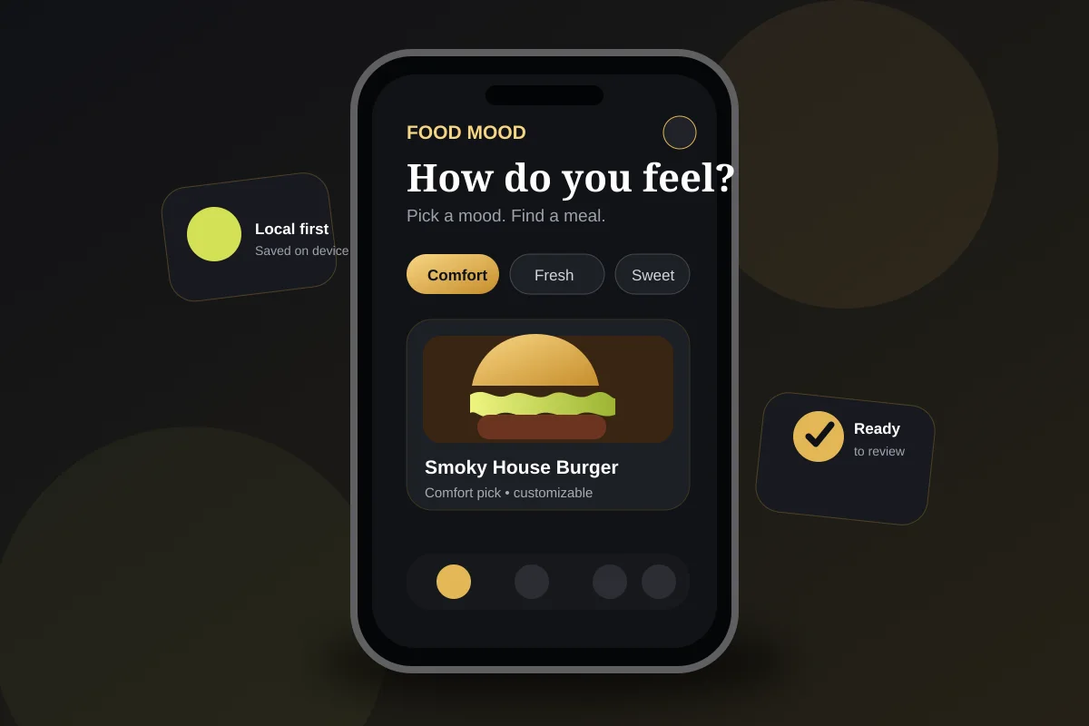 FOOD MOOD Application Interface